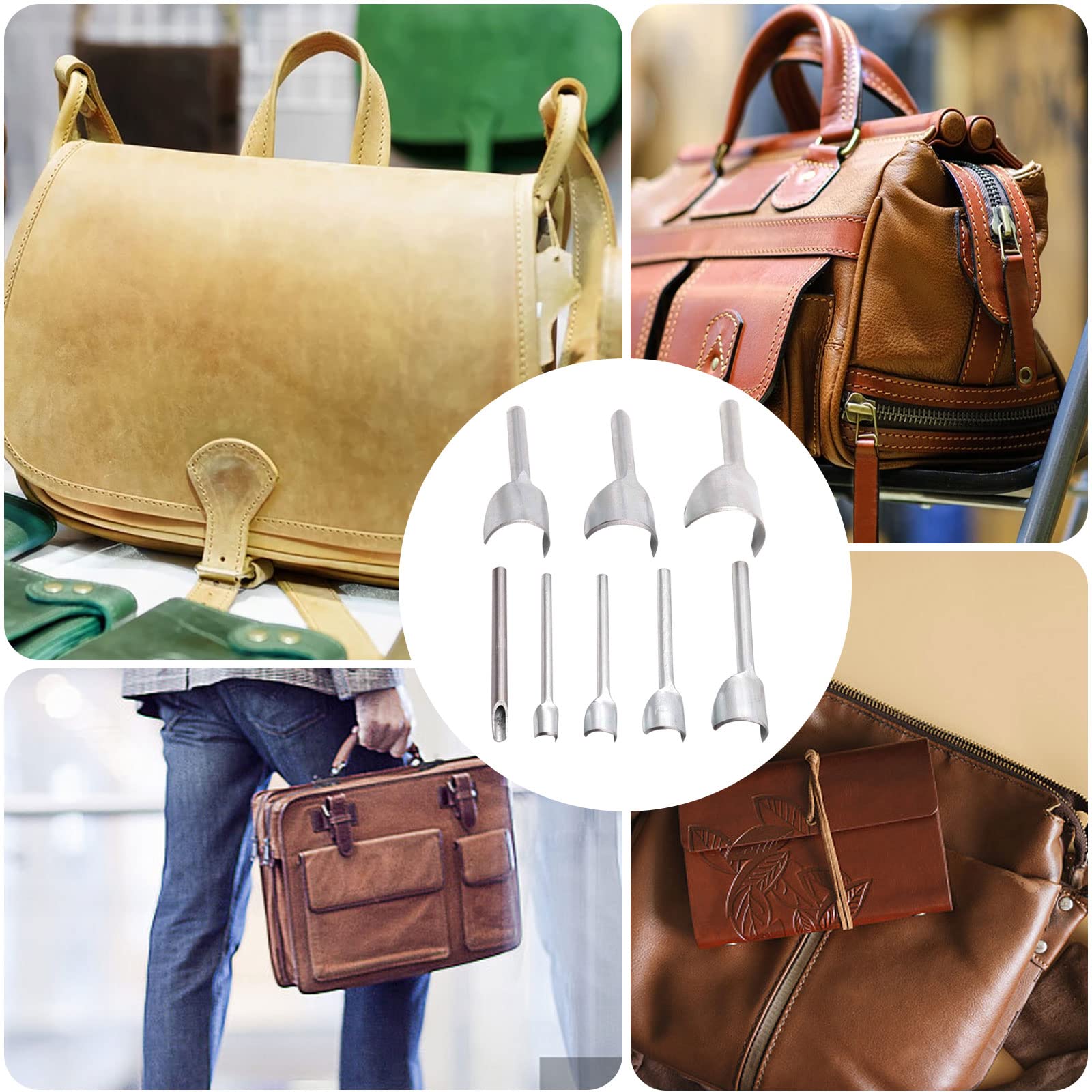 Lot De 7 Emporte-pièces Semi-circulaires Pour Cuir - Tailles 15-45 Mm, Bords Incisifs - Pour Ceintures, Sangles, Artisanat