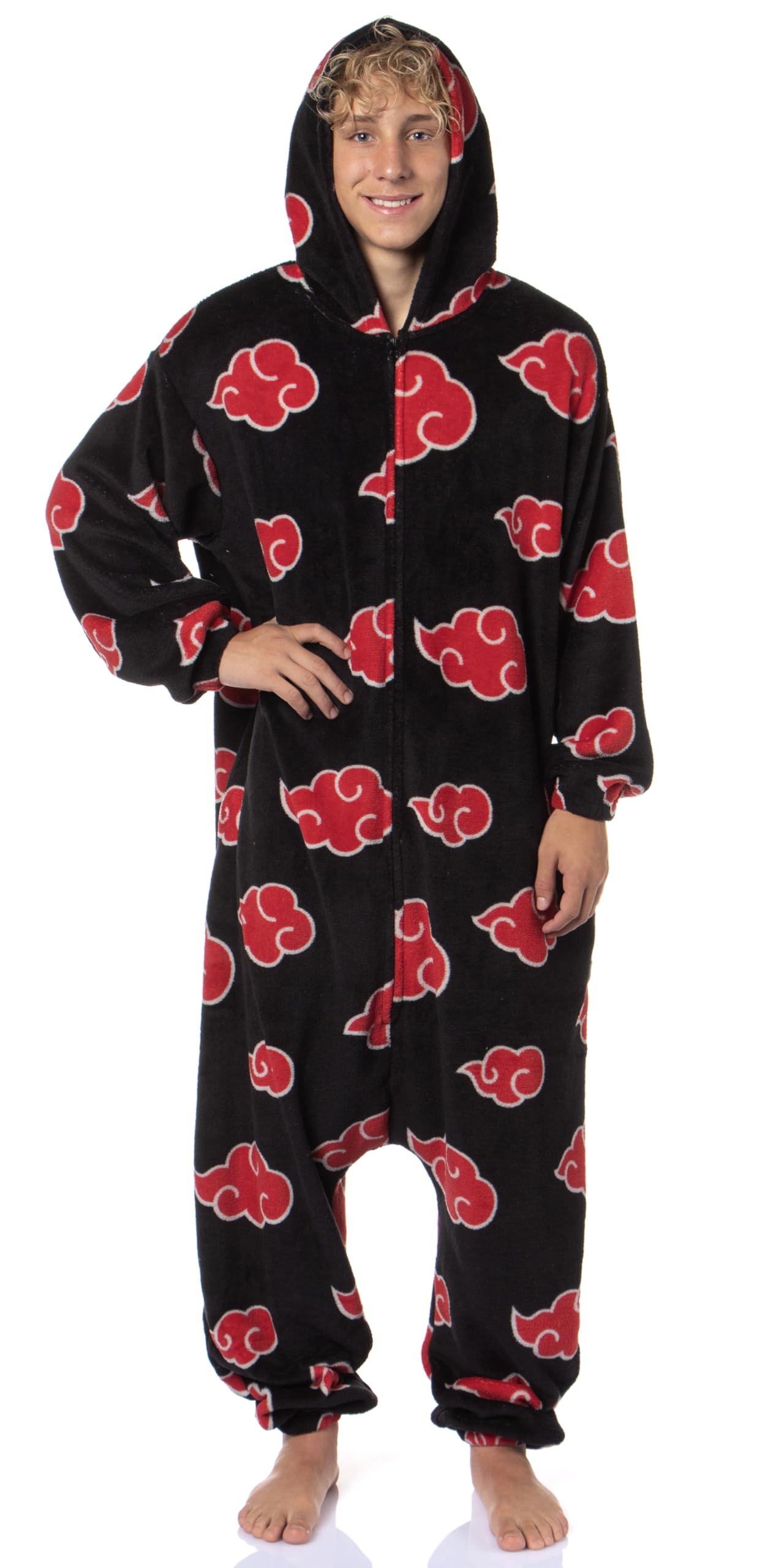 Bioworld Naruto Kigurumi Shippuden Akatsuki Nubes Rojas Anime Adulto Disfraz de pijama de una pieza para hombres y mujeres