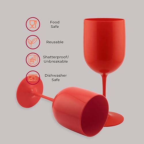 Miniatura 7 de FOX & GRAPES Copas de vino de plástico con tallo  irrompiblesinastillables, reutilizables, aptas para alimentos, aptas para lavavajillas, para