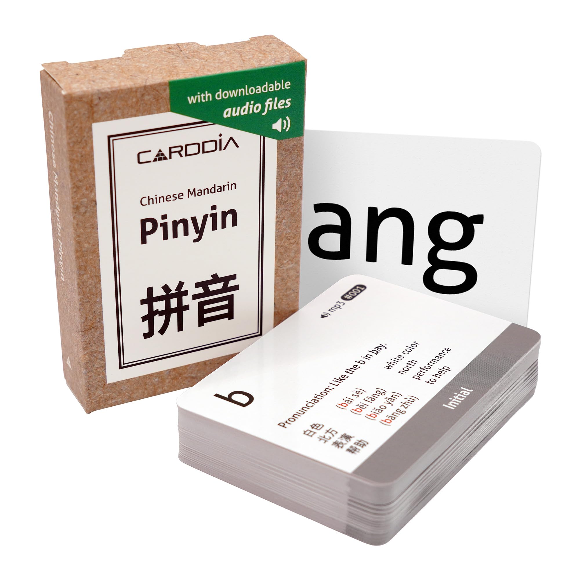 CARDDIA Chinese Mandarin Pinyin Flashcards with Audio MP3 - Comprehensive Learning Kit for Beginners and Enthusiasts, Durable & Portable