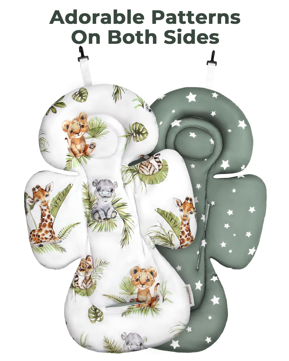 Infant Insert Compatible with 4moms Mamaroo Swing and Infant Carseat, Including 3 Replacement Balls, Reversible Newborn Insert for Baby Swing, Stroller, Bouncer, Soft Fabric - Animals