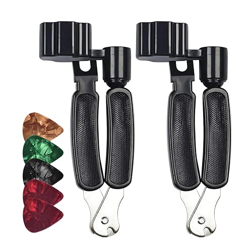 Outil de changement de cordes pour guitare, avec médiators multifonction