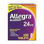 Allegra Adult 24-Hour Allergy Relief Tablets, Non-Drowsy Indoor and Outdoor Allergy Medicine, 180 mg Fexofenadine HCI Antihistamine Pill, 100-Count
