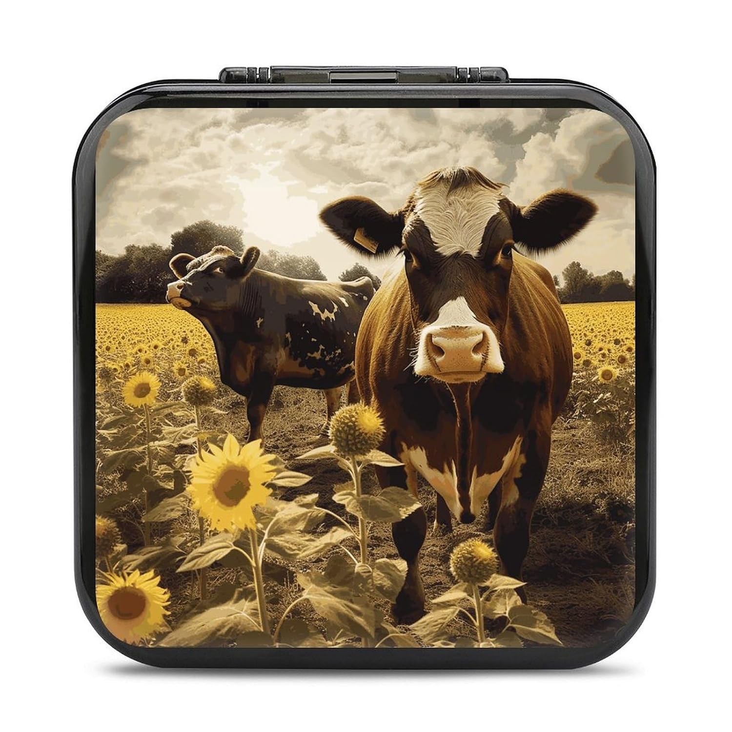 QMNBTES 3D Animal Brown Cow Switch Game Case Switch Game Holder Cartridge Case Storage 24 Games & 2 Micro Sd Card Slots, Travel Carry Cases, Portable Games Card Storage, Hard Shell, Buckle Closure