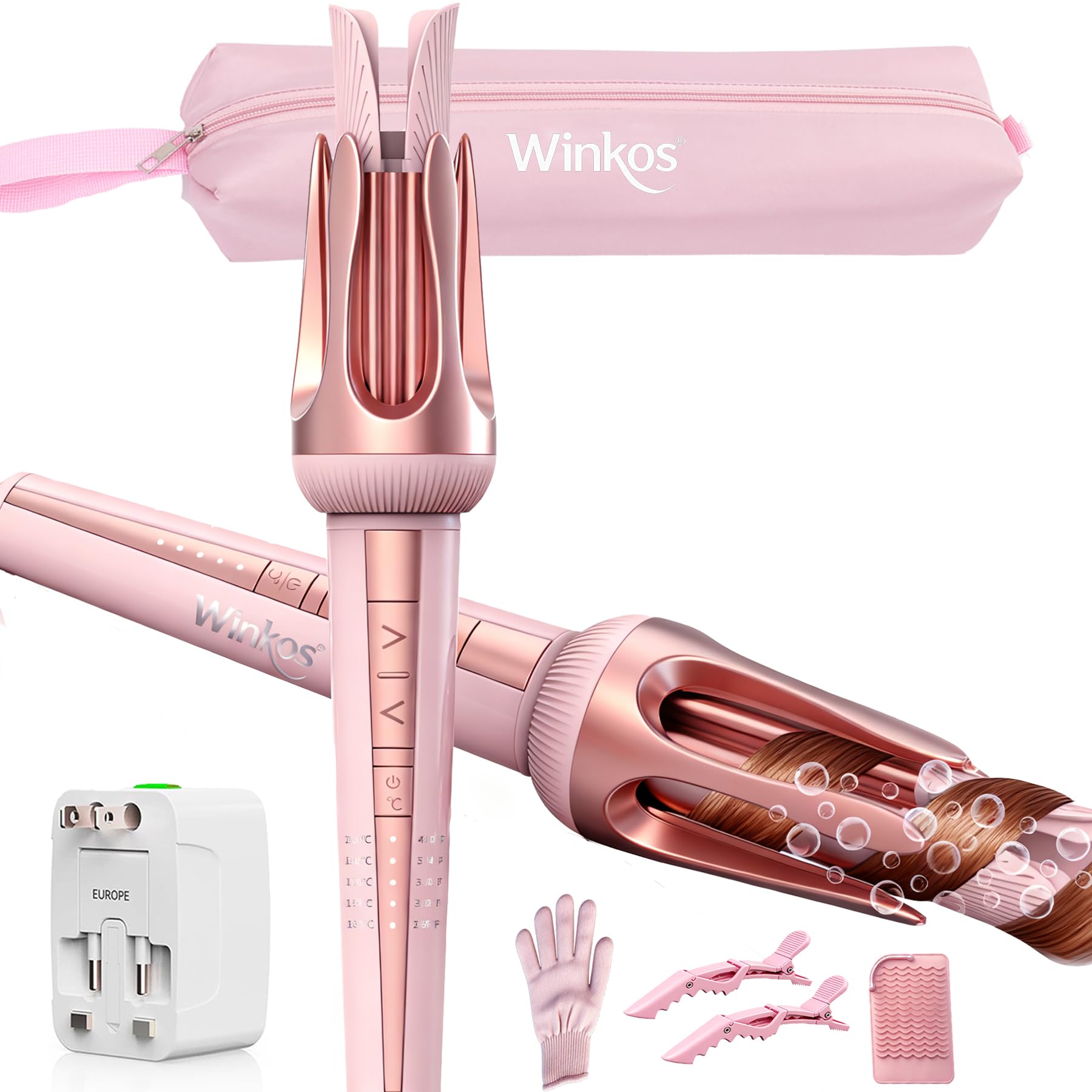Automatic Curling Iron 1-1 4 inch Auto Curling Iron Dual Voltage Auto Hair Curler 5 Temp Fast Heating