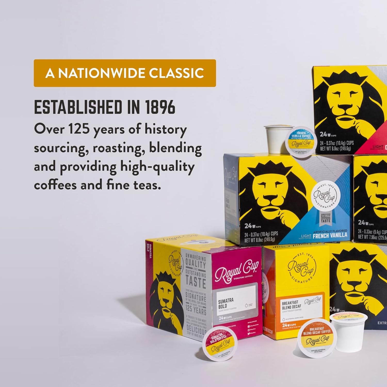 ROYAL CUP SIGNATURE COFFEE - Breakfast Blend Decaf Light Roast Single-Serve Capsules - 48 Pack