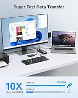 Vista 3 de Hub USB 3.0 alimentado, Wenter 10 puertos 36 W alimentado USB Hub, divisor USB de aluminio con interruptores individuales de encendido/apagado