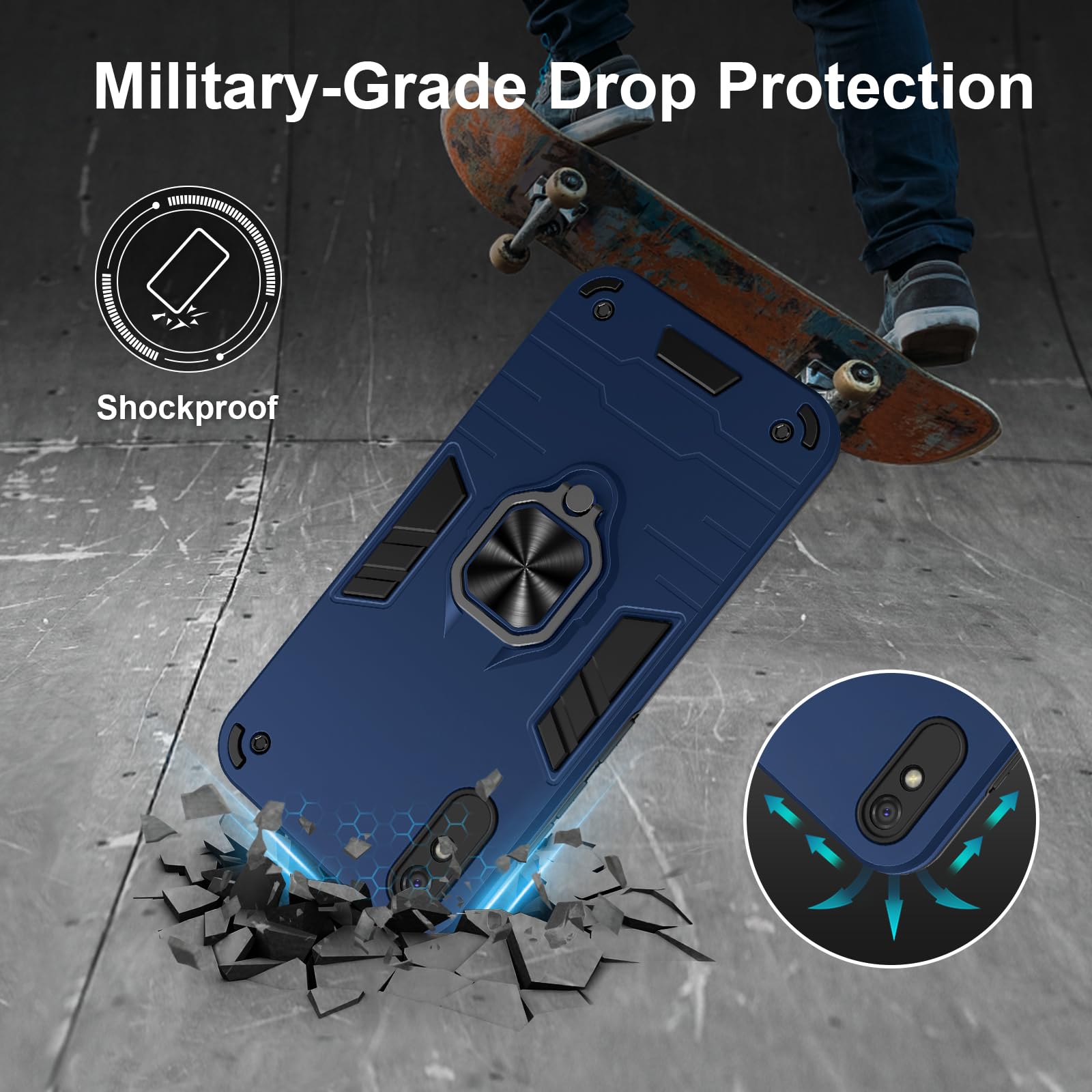 Funda para Xiaomi Redmi Note 15 Pro 5G, Carcasa Antigolpes con Soporte anular metálico, Case Protectora de Grado Militar, Azul — view 784
