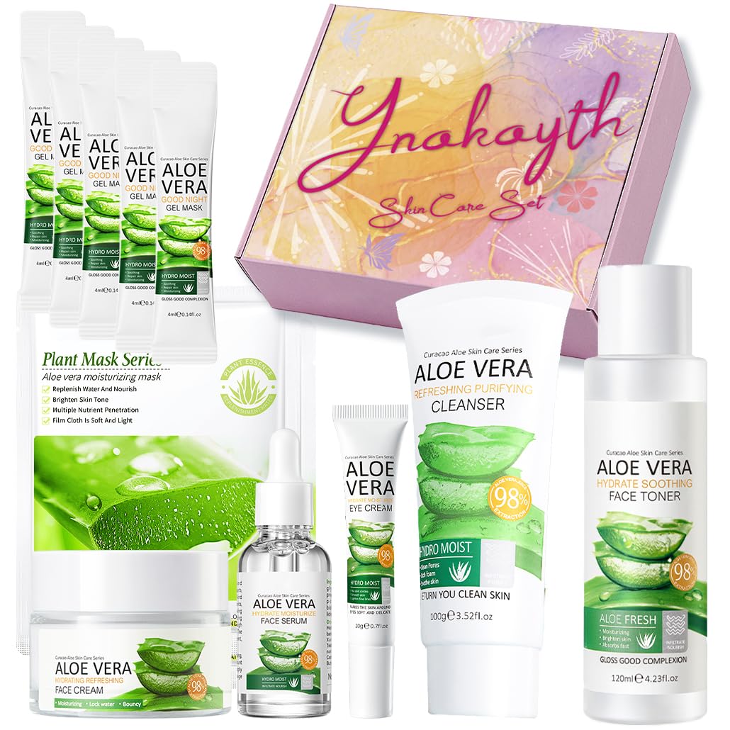 Skincare Set, Skin Care Sets & Kits, Skincare Gift Set for Women & Teenage Girls with Aloe Vera Extracts, Cleanser, Toner