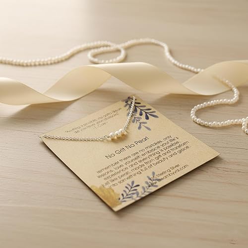 Miniatura 7 de Collar de plata de ley sin grano y sin perlas, regalo de amor propio y empoderamiento para mujer, colgante de perla real con tarjeta de mensaje