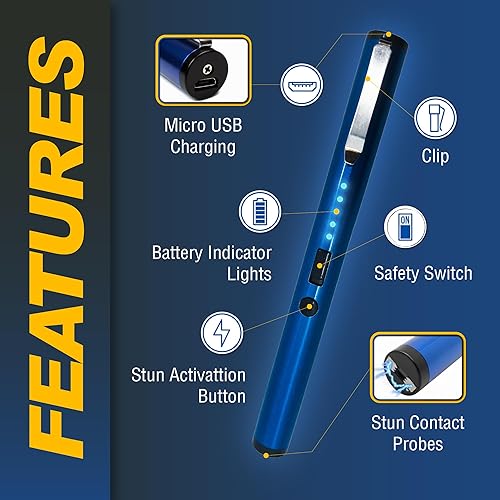 Miniatura 6 de Streetwise Pain Pen 25,000,000 voltios Pistola paralizante para autoprotección - Lápiz táctico paralizante para mujeres y hombres, recargable por