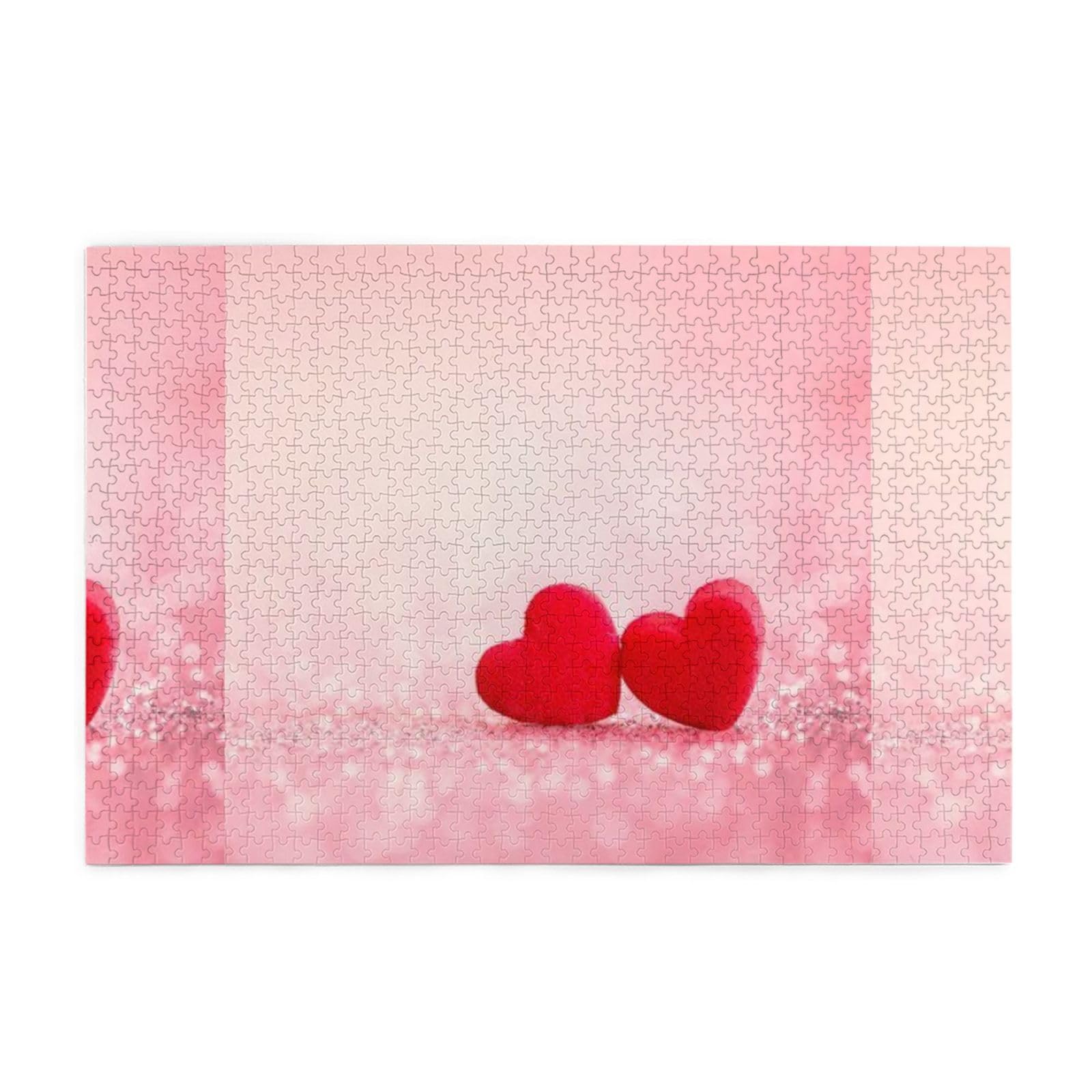 Gioco di puzzle per adulti, puzzle impegnativi, puzzle da 1000 pezzi, cuore rosso, stampa glitter rosa