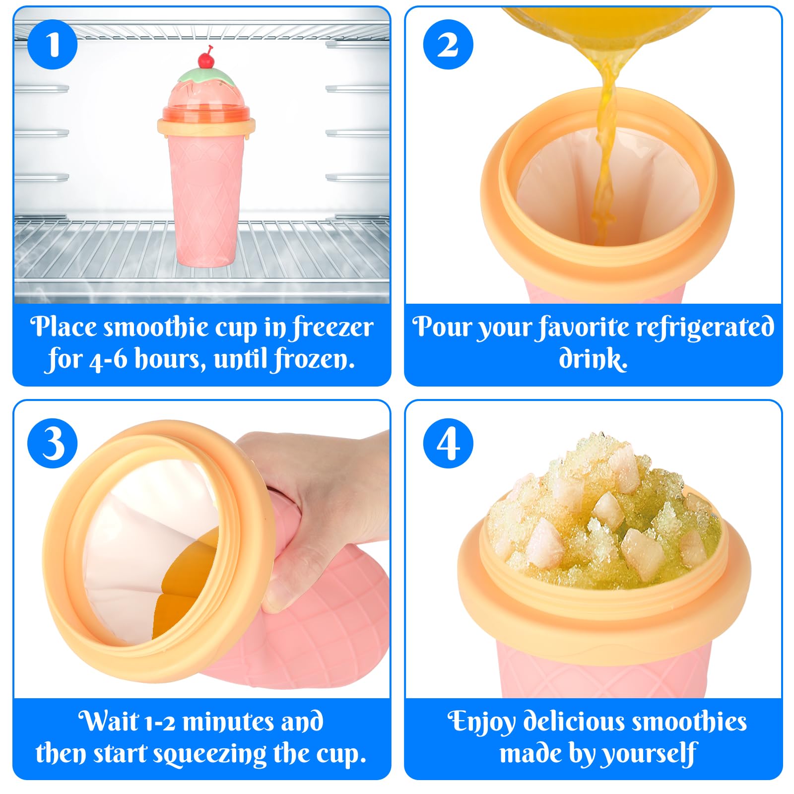 Slushy Maker Cup SCBOY - Macchina Per Granite Fai Da Te In Silicone Con Cucchiaio Cannuccia - Foto 8