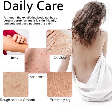 African Exfoliating Net Bath Sponge Body Scrubber and Back Smoother for Daily Use, 80×30cm (Black+Black)