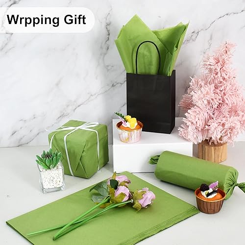 Miniatura 3 de BEISHIDA 100 hojas de papel de seda verde oliva a granel, papel de seda de envoltura para bolsas de regalo, papel de regalo de 14 x 20 pulgadas para