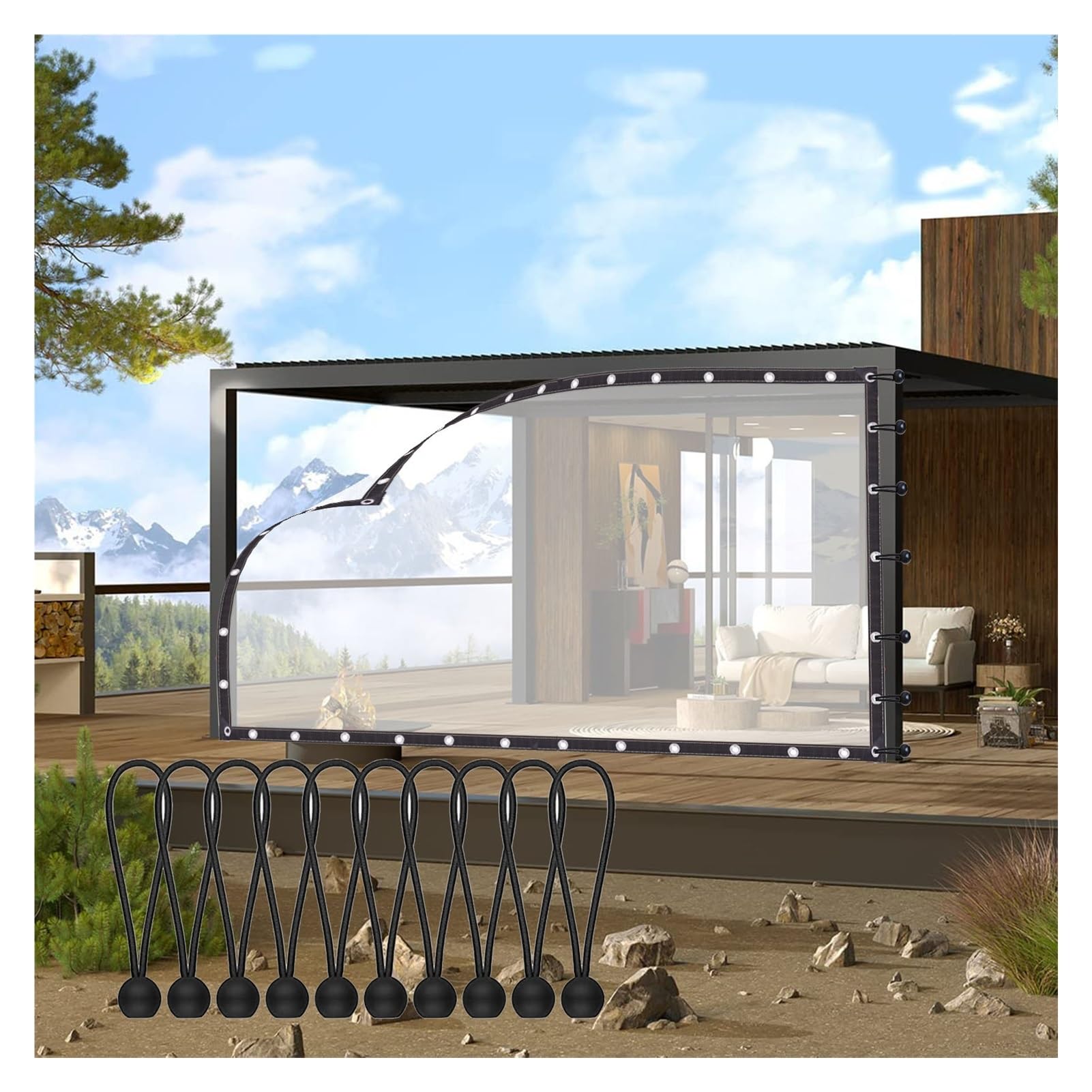 Waterproof Clear Tarp 0.14mm Outdoor Curtains with Eyelets for Gazebo Gardens Carport Side Walls Transparent 2x2.5m Heavy Duty Weather Resistant