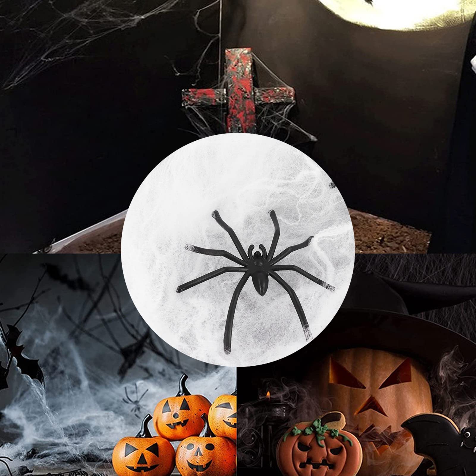 3 Pezzi Decorazioni di Ragnatele, Decorazioni di Ragno Ragno Finto, Ragnatela Artificiale Ragnatela Divertenti Puntelli Decorazione di Halloween in Morbido Cotone per Casa
