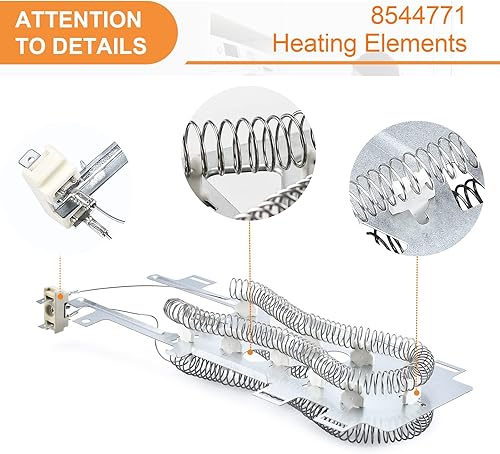 Miniatura 3 de 8544771 Elemento calefactor para secadora que reemplaza Maytag Whirlpool WP8544771 PS11746337 W10836011 WP8544771VP 1180054 AP6013115 (5400 vatios,