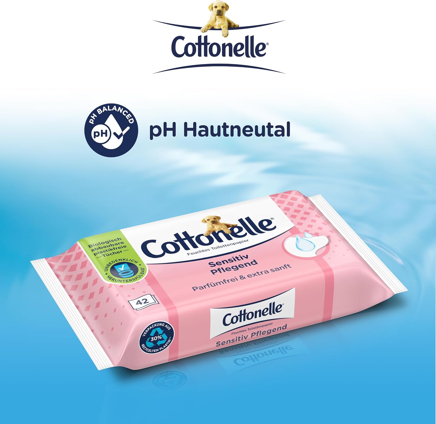 Cottonelle увлажненная туалетная бумага нежная ухаживающая без отдушек биоразлагаемая без пластика с возможностью повторного закрытия экономичная упаковка 12 x 42 салфетки