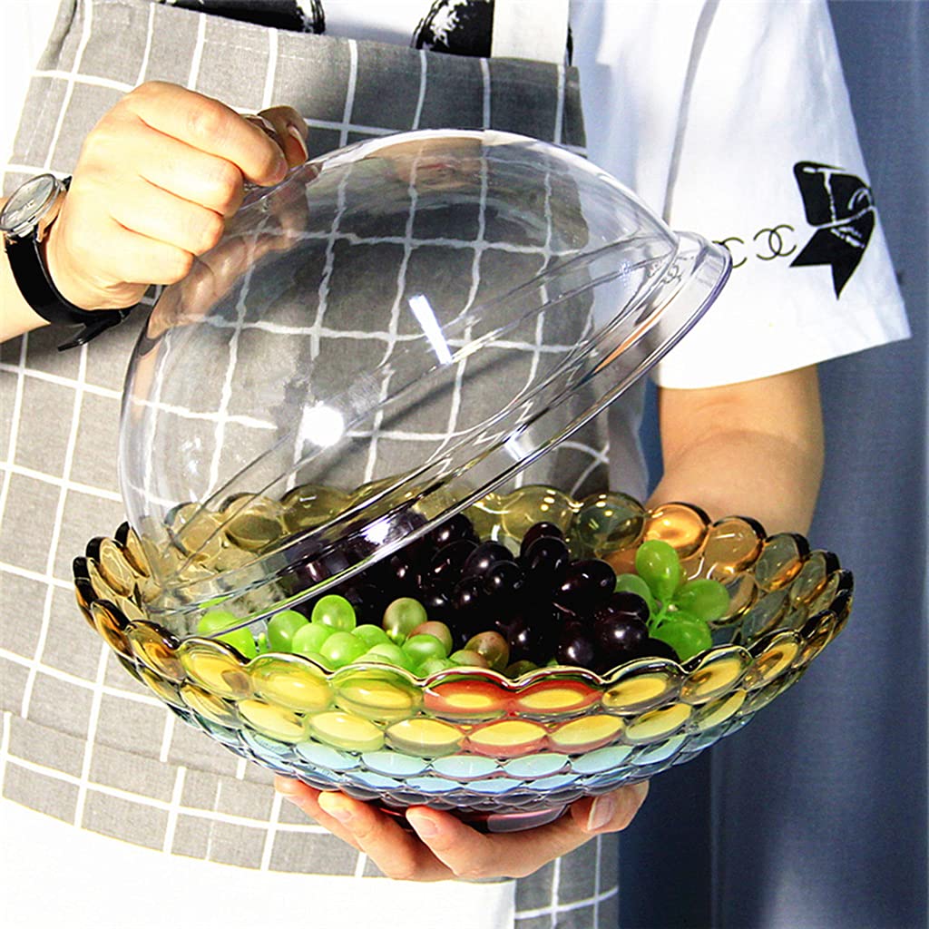 Corbeille à Fruits Avec Couvercle Et Égouttoir - Bol Plastique Vert Pour Table Et Fêtes