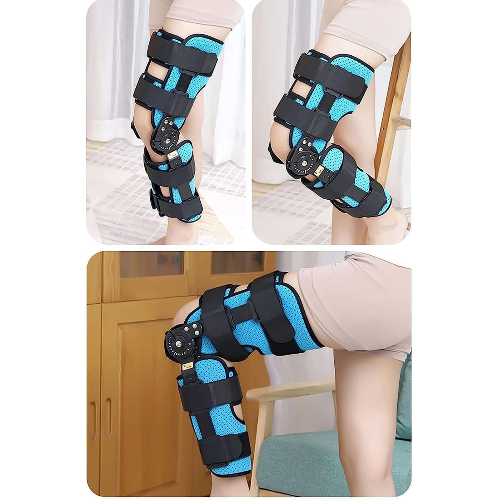 Supporto per ginocchio articolato, ortesi per ginocchiera post-operatoria, regolazione dell'angolo di recupero progressivo 0°-120, anello di supporto fisso a forma di C, per la cura riabilitativa