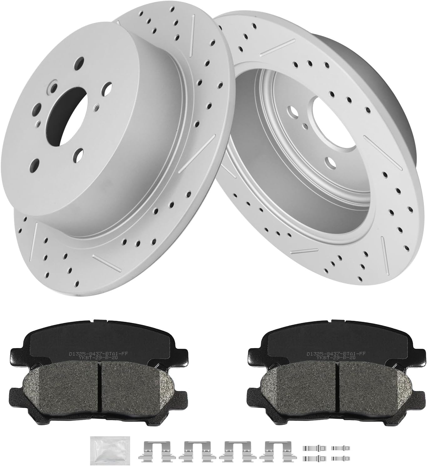 Rear Brakes and Rotors Kit, Ceramic Brake Pads and Drilled and Slotted Brake Rotors, Fit for 2008 2009 2010 2011 2012 2013 Toyota Highlander