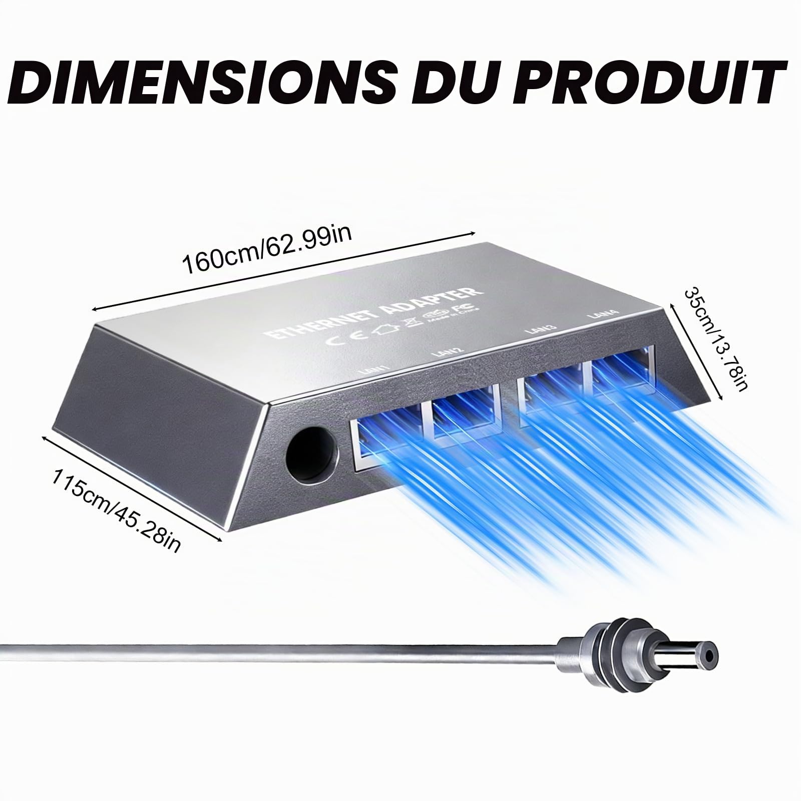Adaptateur Ethernet Gen 3/Mini, prolongateur de réseau LAN RJ45 4 Ports Gigabit, répartiteur LAN pour réseaux externes câblés, Connexion simultanée de 4 appareils