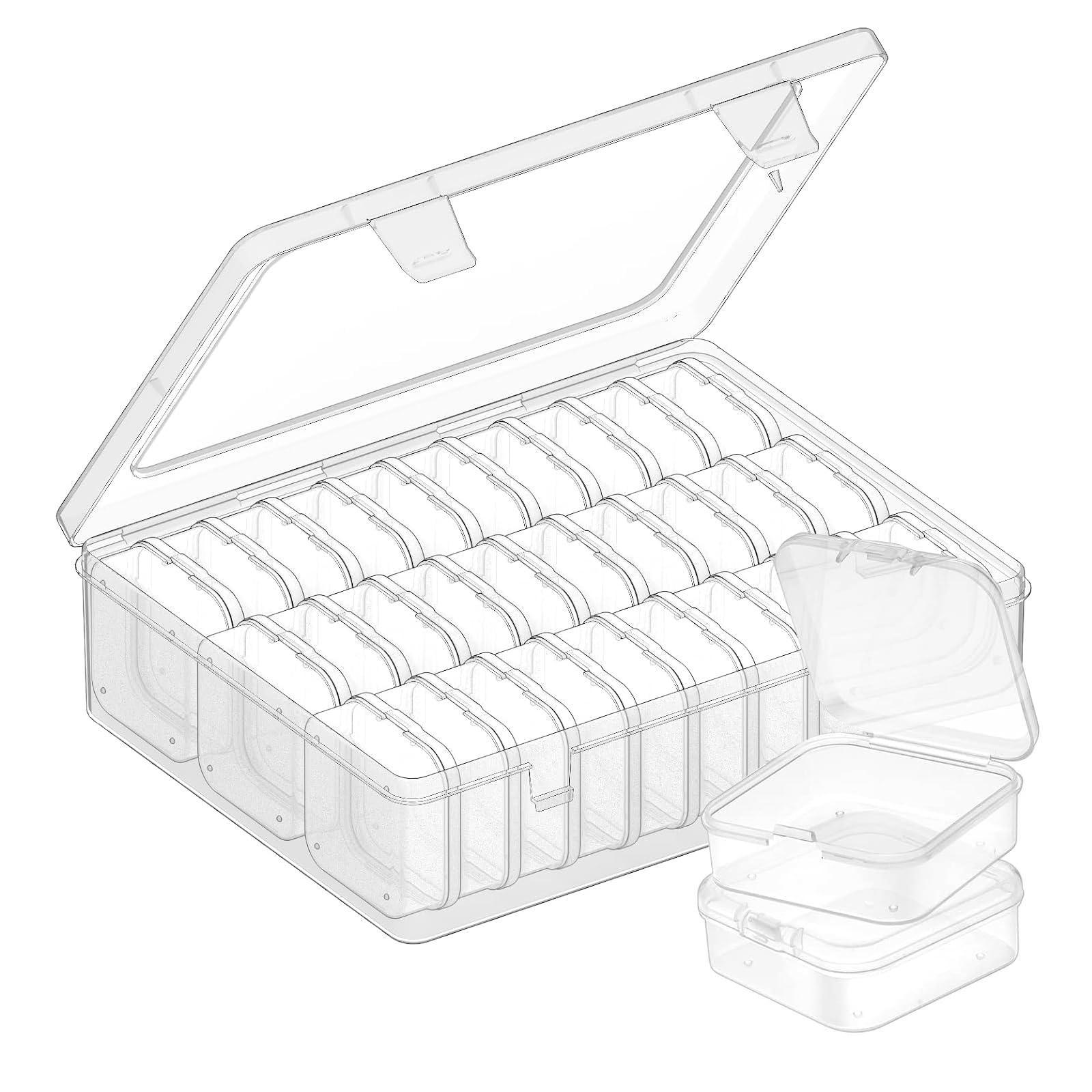 senylanhxy Bead Organizer Box, Small Bead Organizers and Storage Plastic Cases Mini Clear Bead Storage Containers Boxes with Hinged Lid and Rectangle for Bracelet Making DIY Jewelry Craft Nail (31)