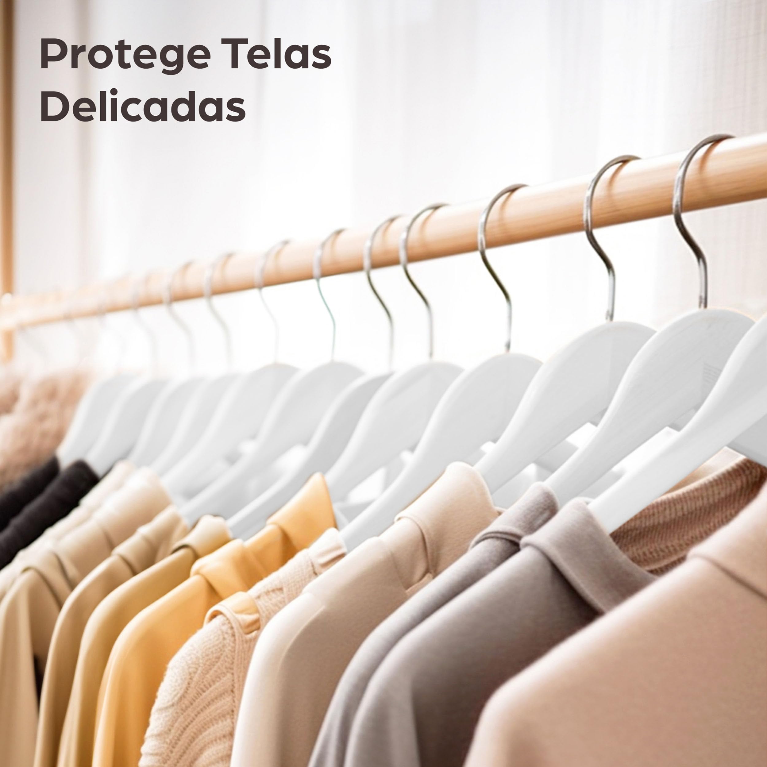 Praknu 20 Perchas de Madera Blanca - Gancho Giratorio 360° - Ranuras en los Hombros - con Barra para Pantalones - Madera Maciza Certificada FSC | Protege la ropa, gancho giratorio de 360 °, muescas para tirantes, madera maciza FSC para trajes y camisas