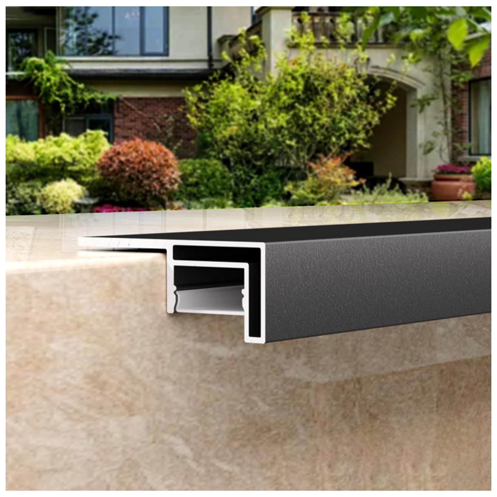 Lxlzyxsf One Color Roof Edge/Windowsill Nose/Wall Ledge Drip Diverter Aluminum, Trim Strip With Led Light Channel, Cap For Balcony Garden Yard Walls(L-135Cm/53.1Inch/4.4Ft)