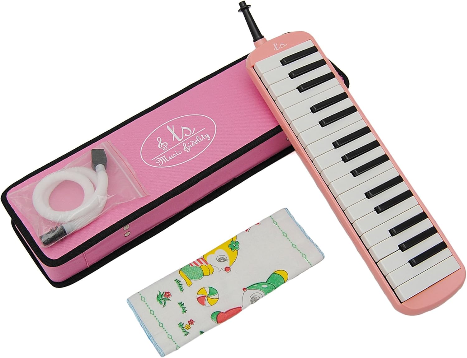 Melodica 32 buttons in pink + sturdy bag and accessories + hose