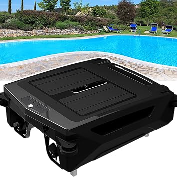 Solar Powered Robotic Pool Skimmer with Dual Charging Options and 5-Hour Continuous Cleaning Battery Power, Shallow Water Safeguard, Automatic Robotic Pool Cleaner 100m2