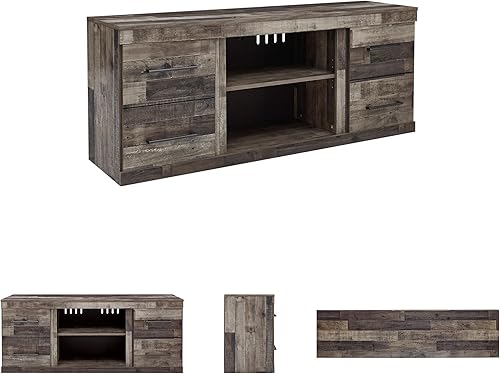 Miniatura 7 de Signature Design by Ashley Derekson - Soporte de TV casual con opción de chimenea, se adapta a televisores de hasta 63 pulgadas, color gris