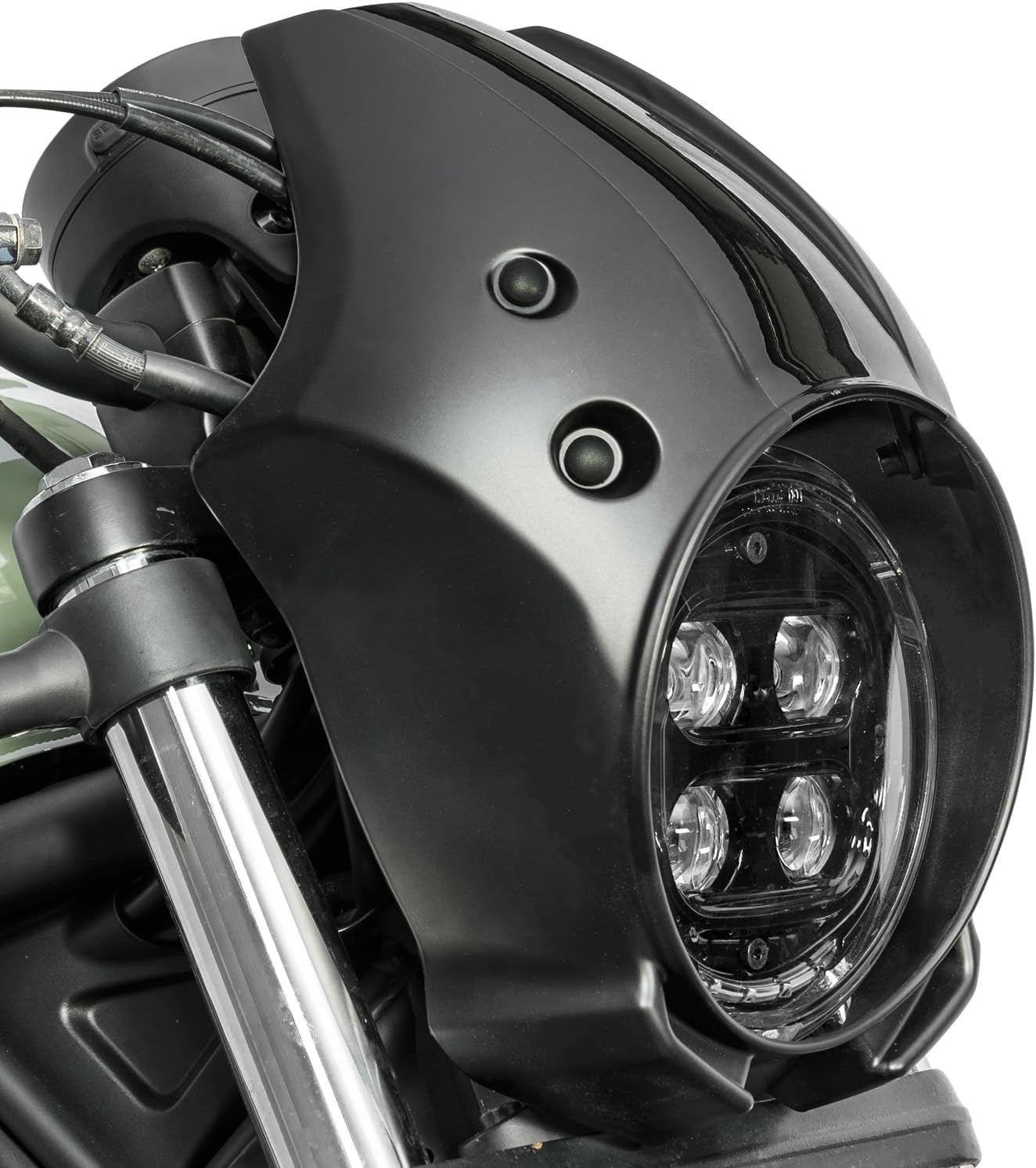 Motorcycle Front Headlight Fairing Cowl with Black Windshield Deflector Windscreen Visor Compatible with Rebel 500 CMX500 2018 2019 2020 2021 2022 2023 2024 2025 2026, Black