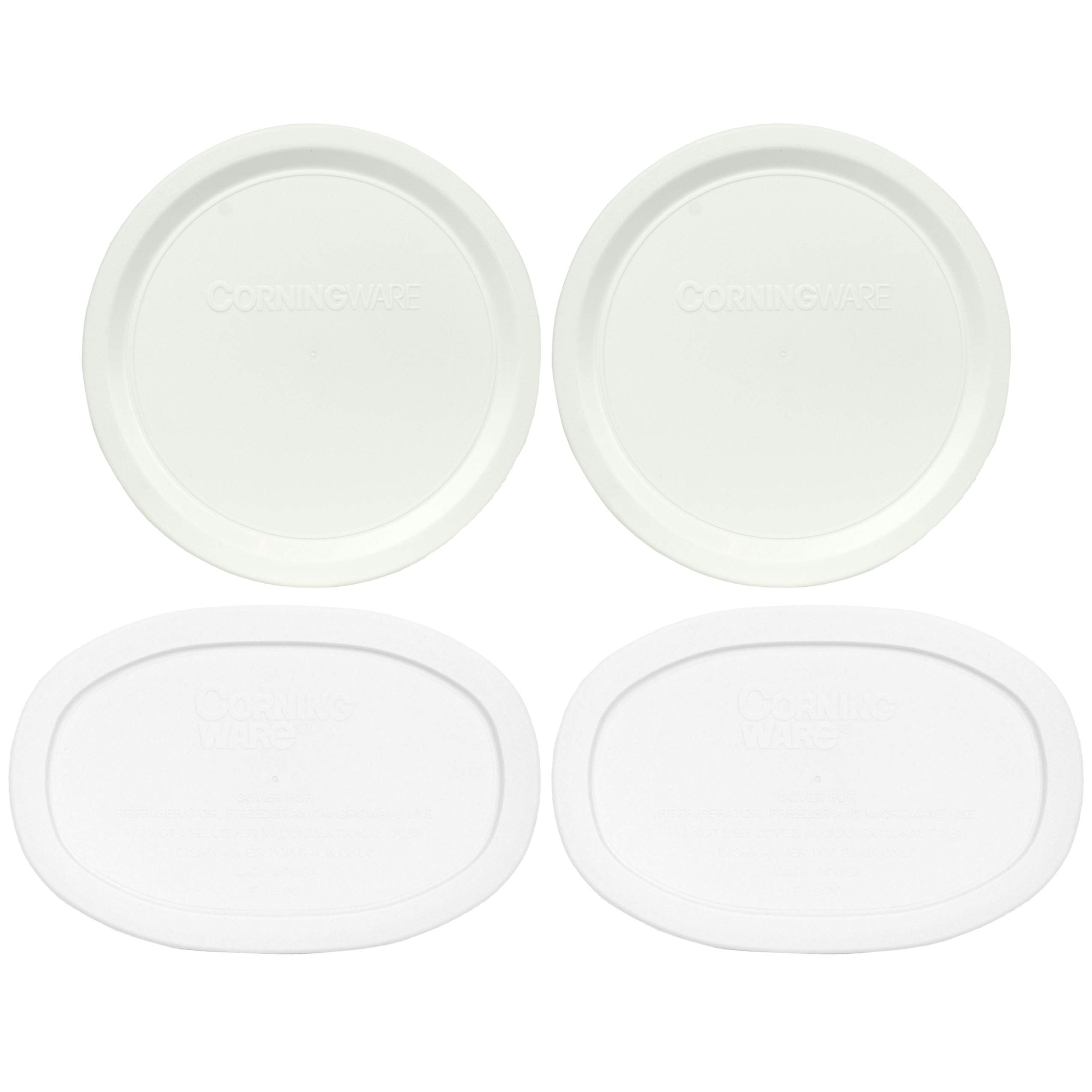 CorningWare F-15-PC 15oz French White Lids and F-16-PC 16oz French White Lids (2-Pack)