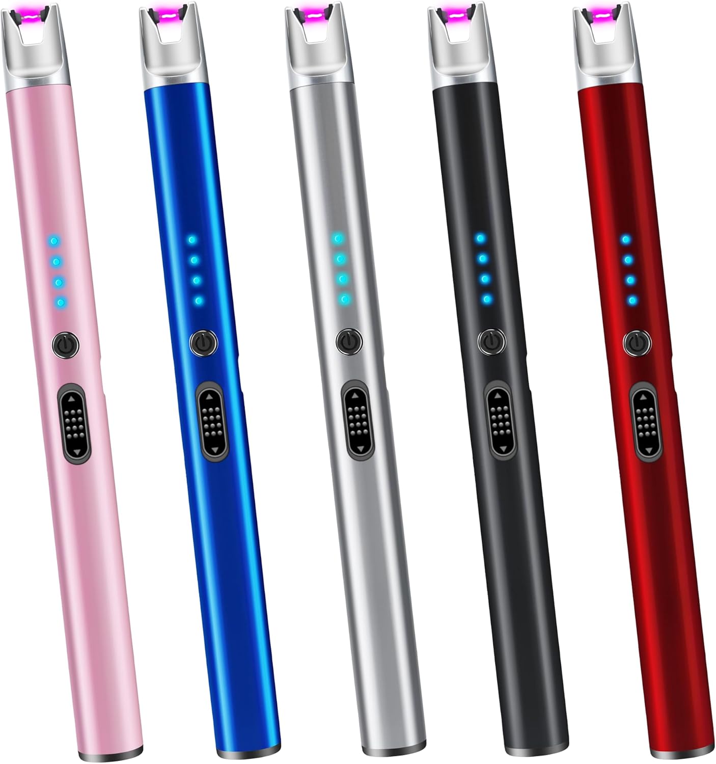 Luxgaze 8 Pack Electric Candle Lighter Rechargeable USB Lighters Flameless Windproof Plasma Arc Lighters with Safety Lock Long Lighter for Candle BBQ Camping Birthday Party