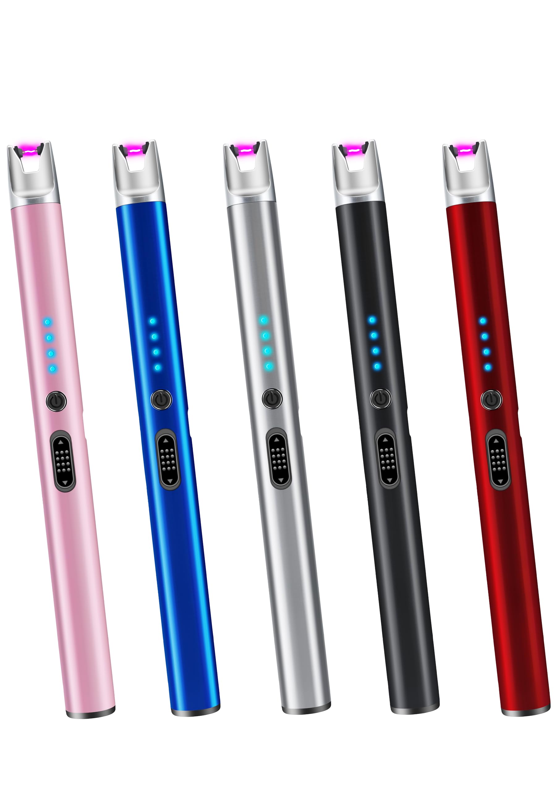 Luxgaze 5 Pack Electric Candle Lighter Rechargeable USB Lighters Flameless Windproof Plasma Arc Lighters with Safety Lock Long
