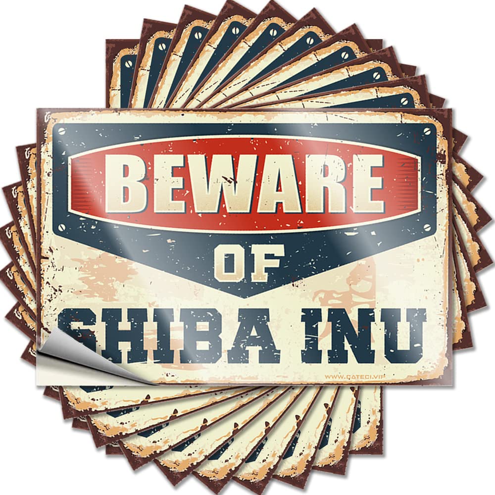 Car Stickers and Decals Beware of Shiba Inu Funny Sticker 10 Pcs Windshield Stickers for Cars Car Stickers Funny(8X12CM)