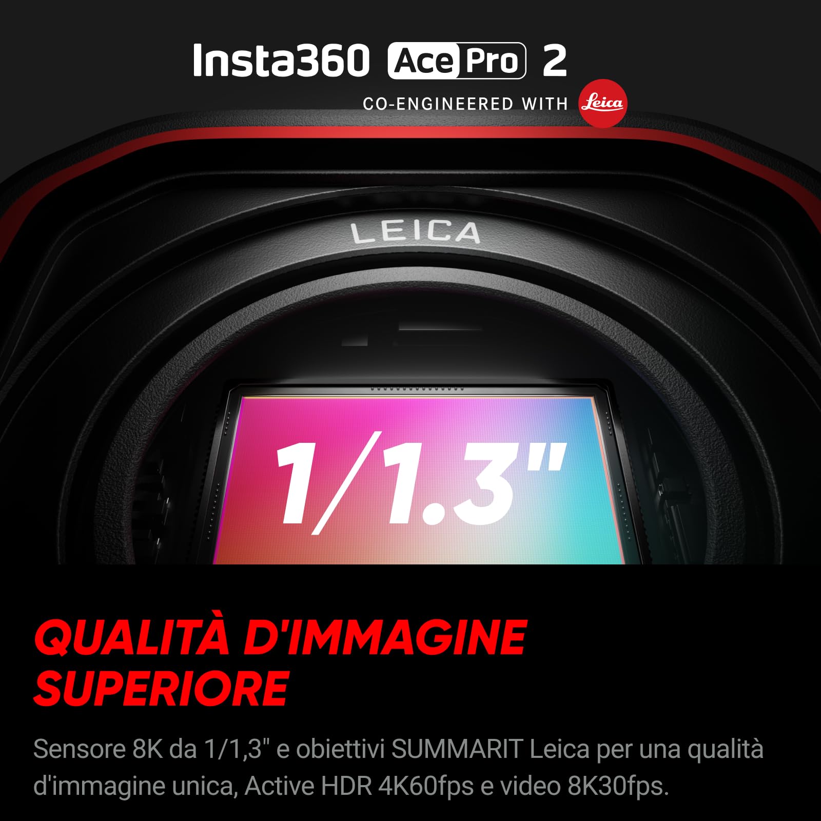 Insta360 Ace Pro 2 Edizione MM93, Action cam 8K Creata in collab con Marc Márquez, videocamera per moto, superba in bassa luce, riduzione rumore del vento, touchscreen direzionale ed editing IA.