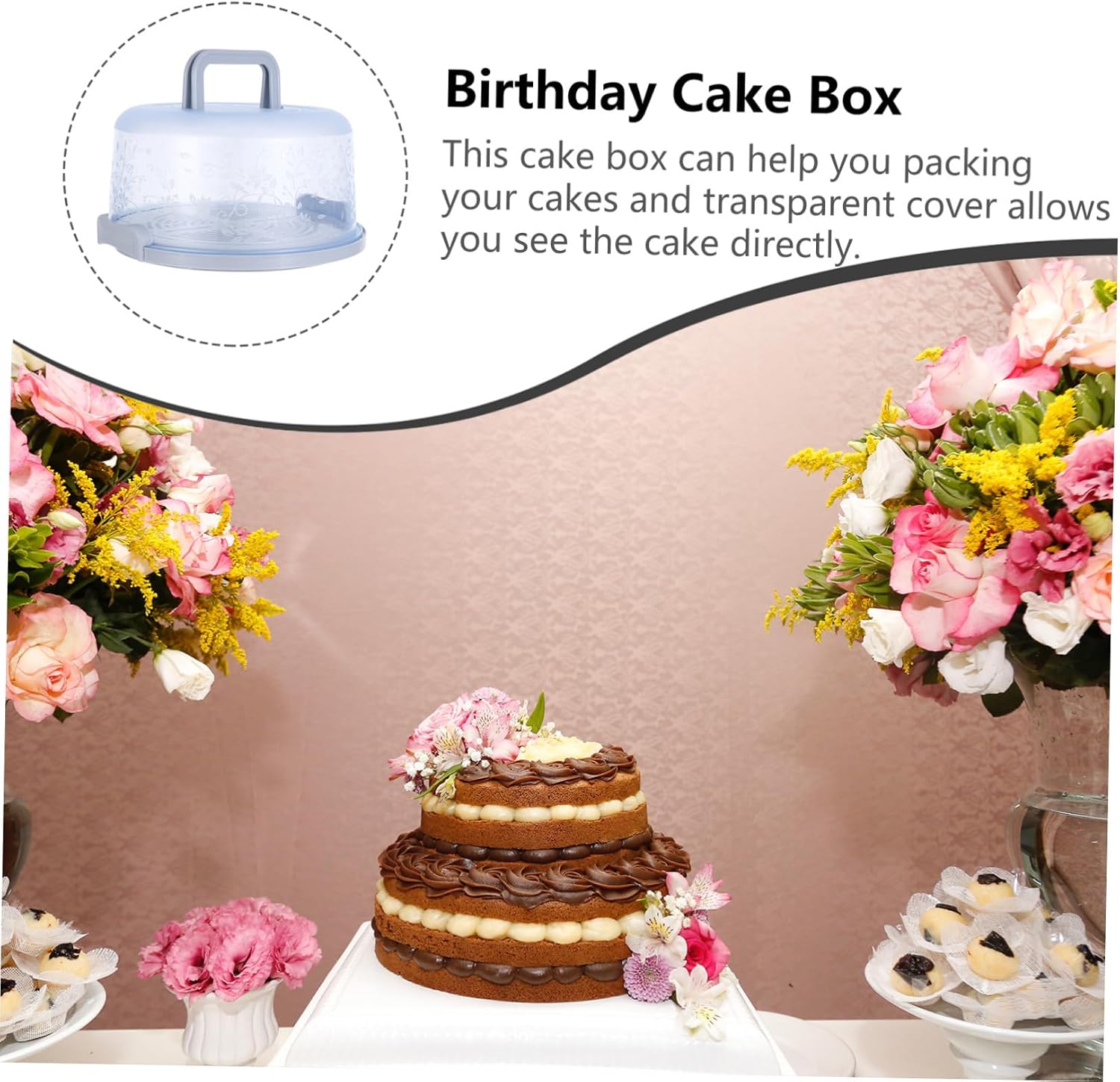 Ciieeo 2pcs Portable Cake Carrier and Food Storage Box for Fresh Fruits and Vegetables Leakproof Design Easy to Clean Multipurpose Container for Birthday Cakes
