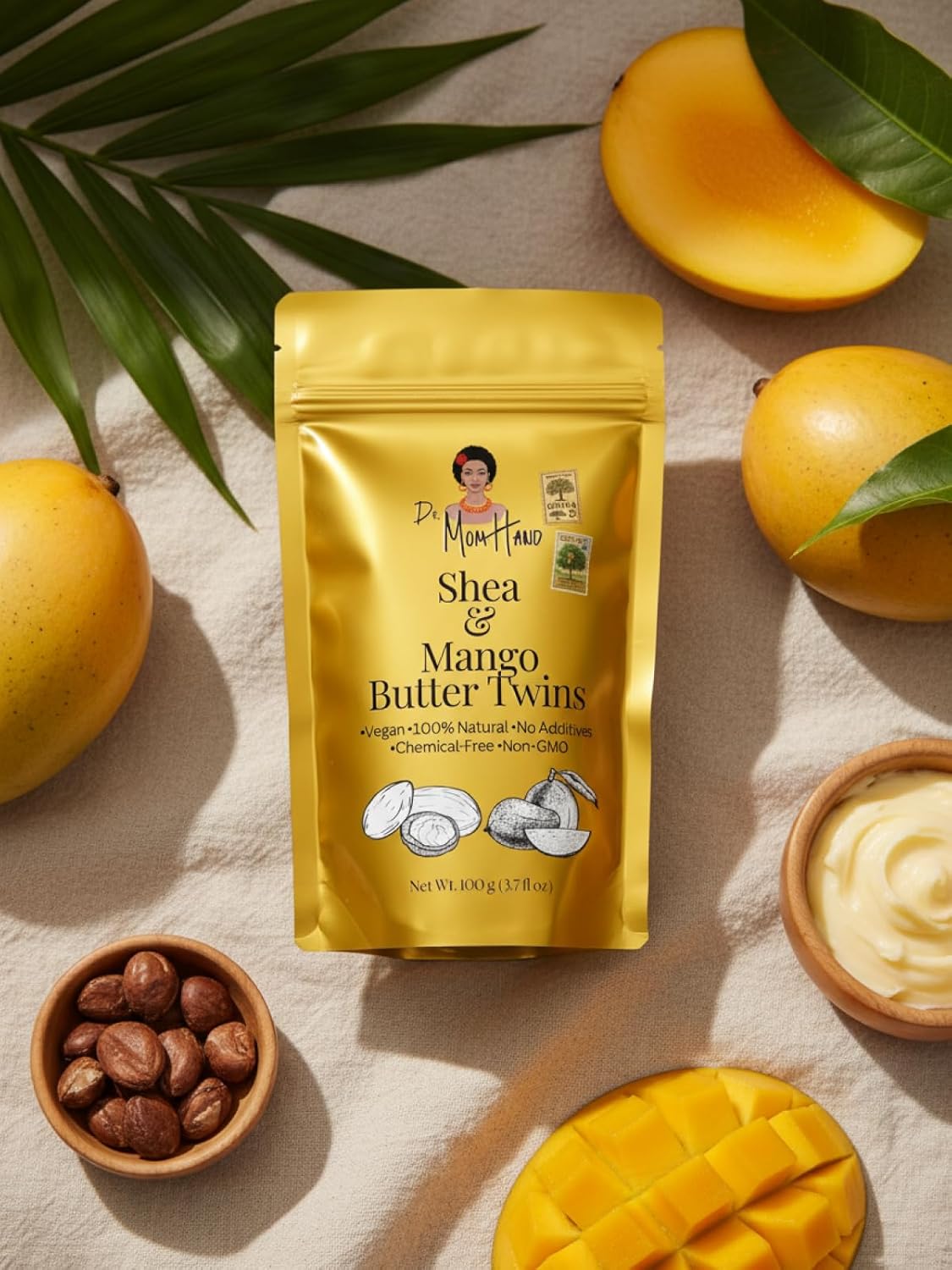 Organic Raw Shea and Mango Butter | 100% Pure,Natural & Unrefined Body and Hair Moisturizer, 3.53 oz