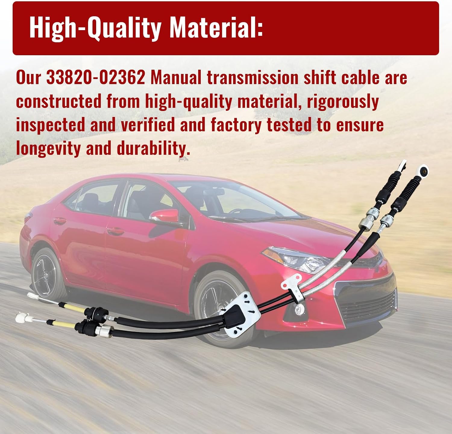 Manual Transmission Shifter Cable Compatible with Toyota Corolla | For 2003 2004 2005 2006 2007 2008, Replacement 33820-02362 33820-02361 33820-02360