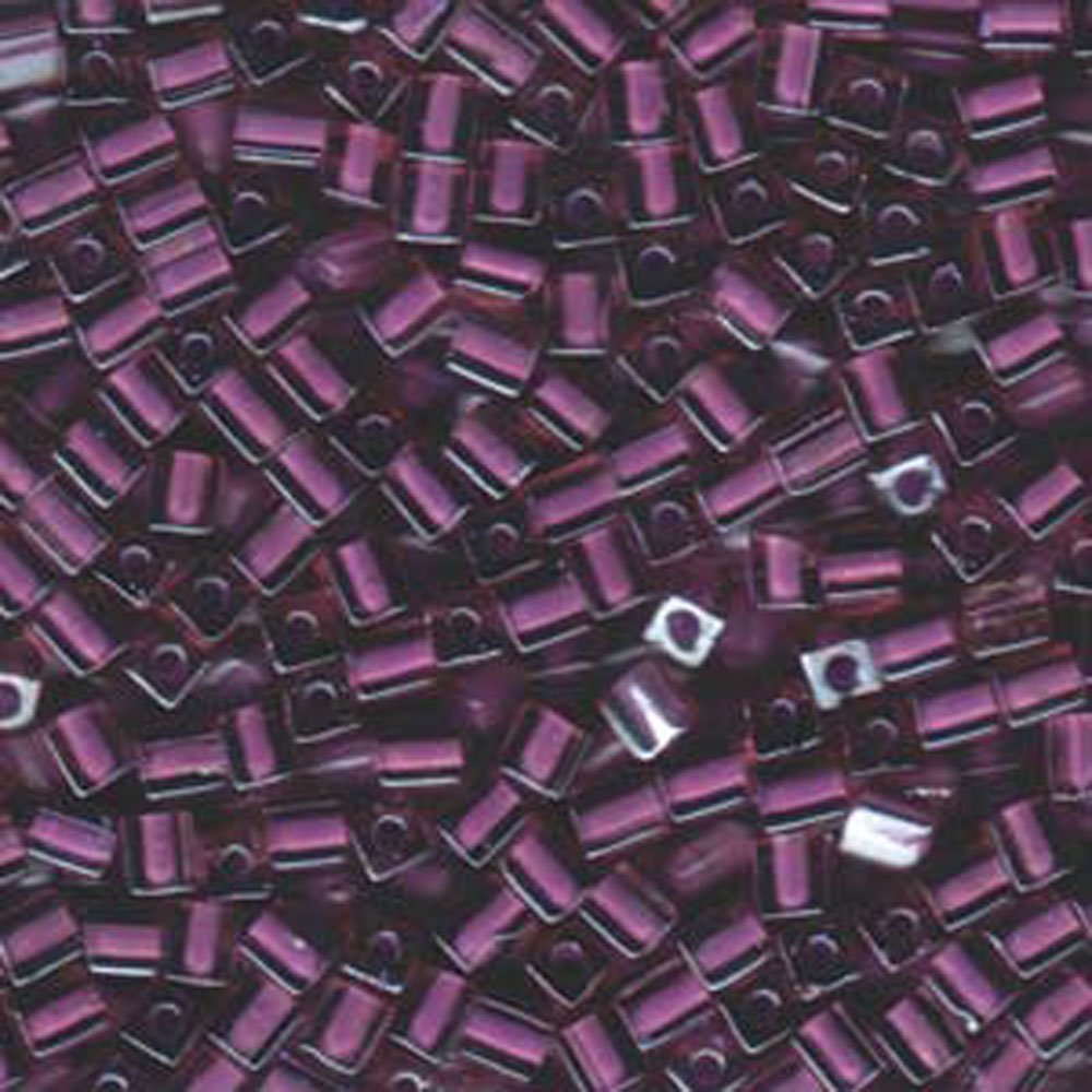 20Gr Pink Lined Violet Miyuki 4mm Square Cube Glass Seed Beads