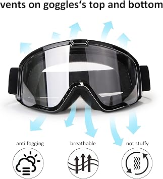 Motorcycle Goggles Dirt Bike ATV Motocross Riding Goggles Clear Lens