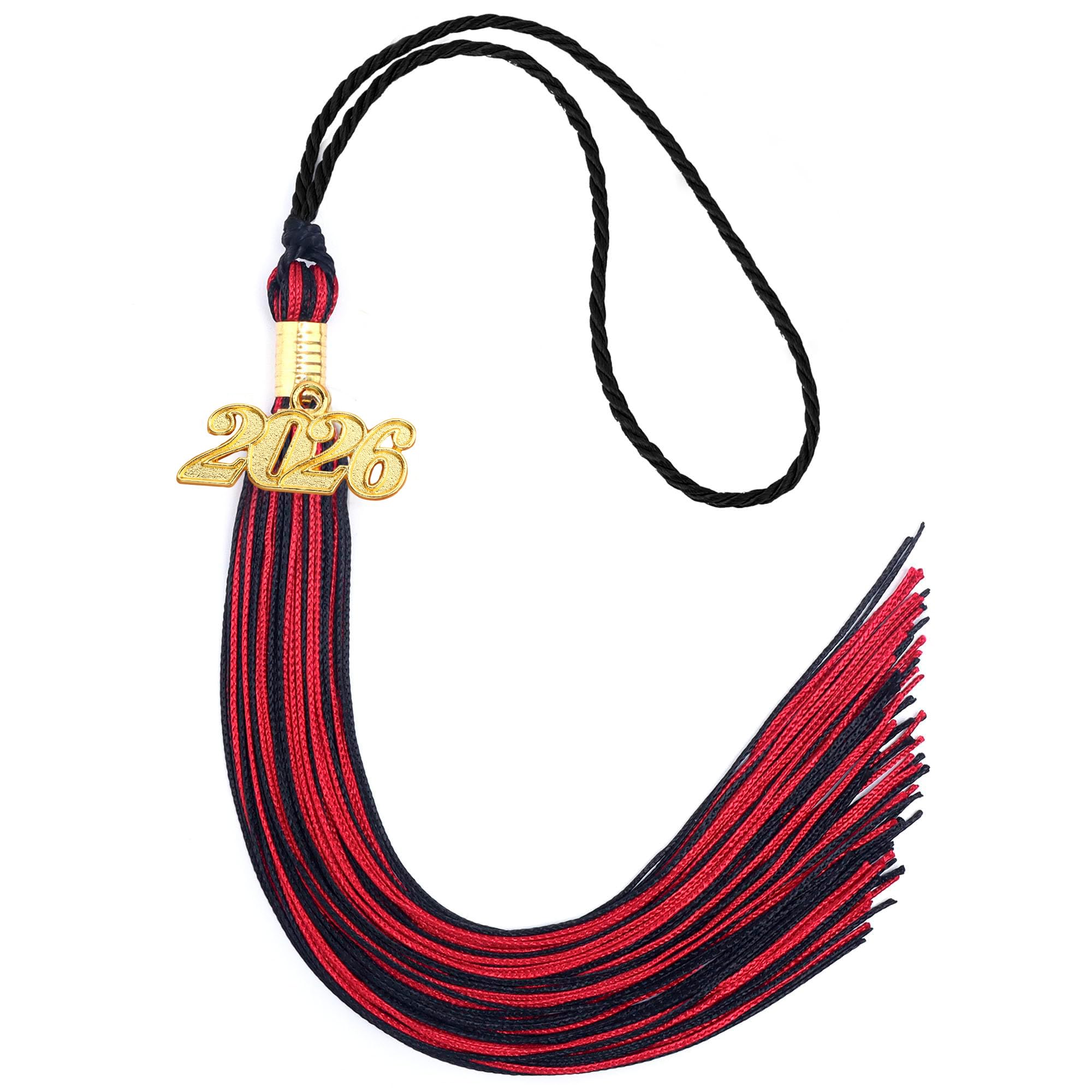 Photo 1 of 2026 Tassel Graduation, Tassels for Graduation Cap 2026, Black Red Tassel Cap Decorations with Gold Charms Memorial Cords Graduate Hat Ceremonies Accessories for Class of School Grad Souvenir Gifts