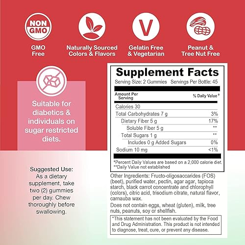 Miniatura 3 de Yum-Vs - Gomitas de fibra prebiótica para adultos y niños - Suplemento de fibra de goma de ayuda digestiva de 0.18 oz - Suplemento diario de fibra
