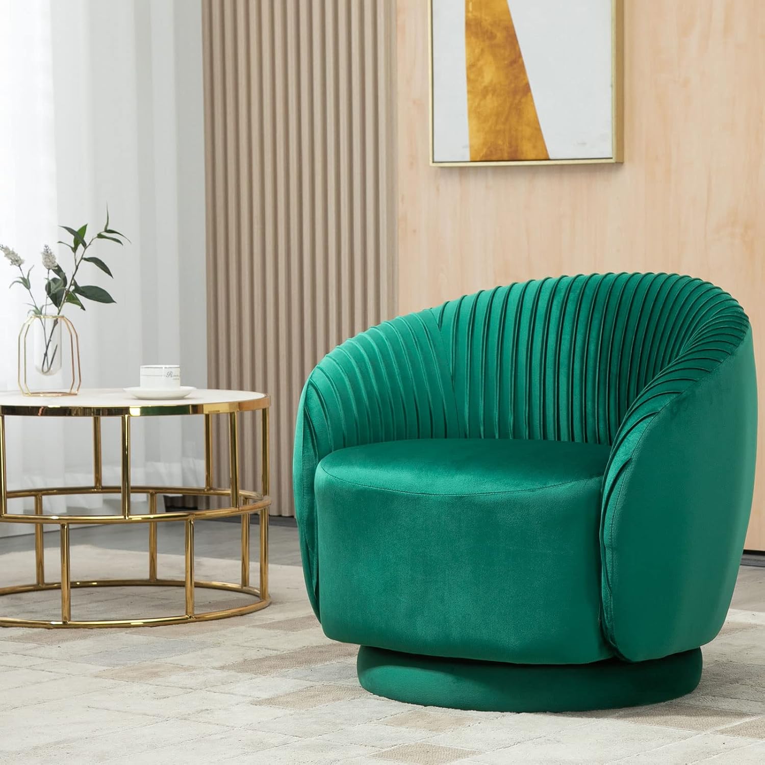 LOVSPATIO Modern Round Barrel Club Armchair,360Degree