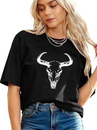 VillbeCoser Graphic Tees for Women Casual Cute Tops Funny Printed Soft Shirts Summer Short Sleeve