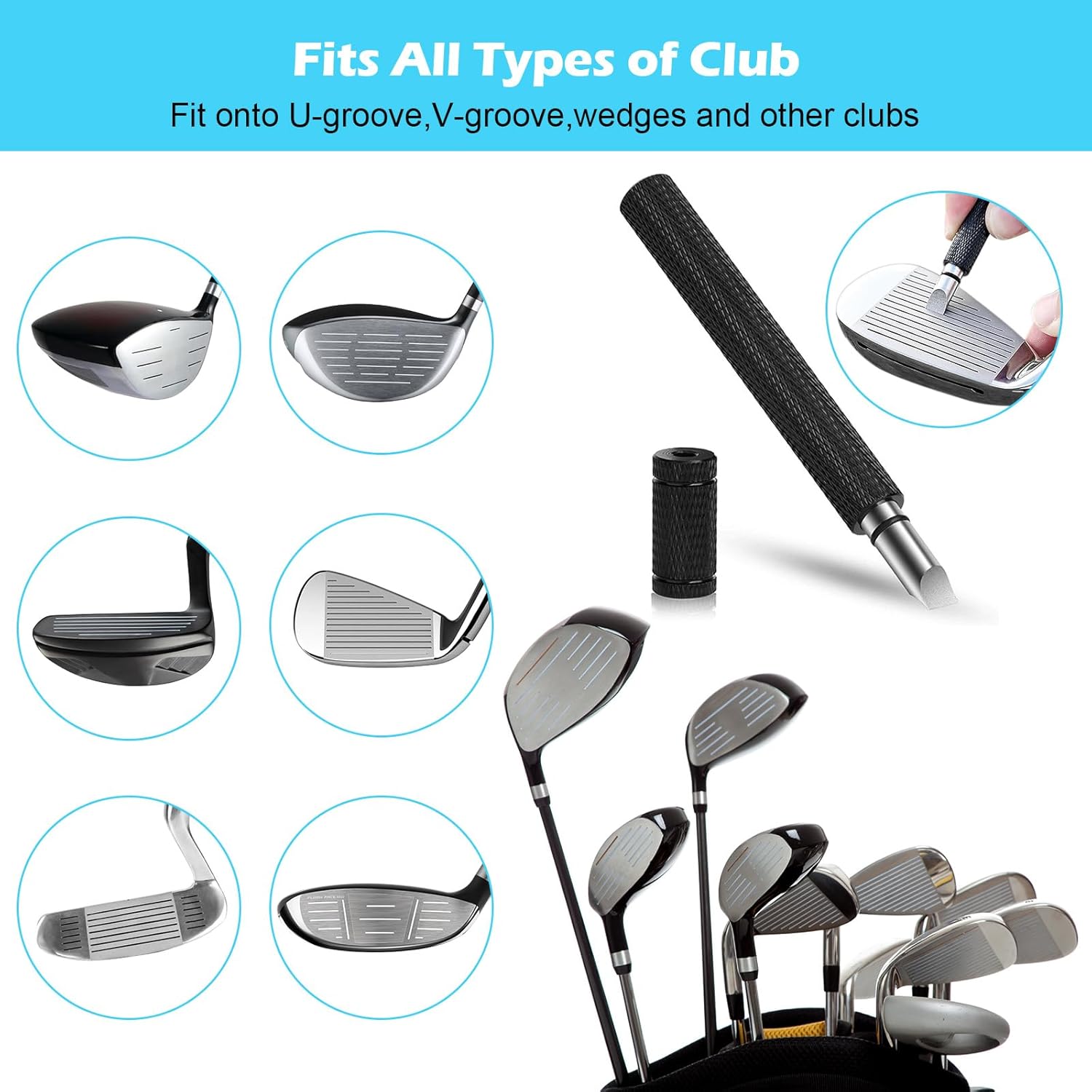Golf Club Cleaning Kit with Golf Club Cleaner with Water Golf Towel Divot Repair Tool Groove Sharpener Golf Ball Alignment Kit Complete Golf Cleaning Kit Golf Accessories for Women Men - Image 5