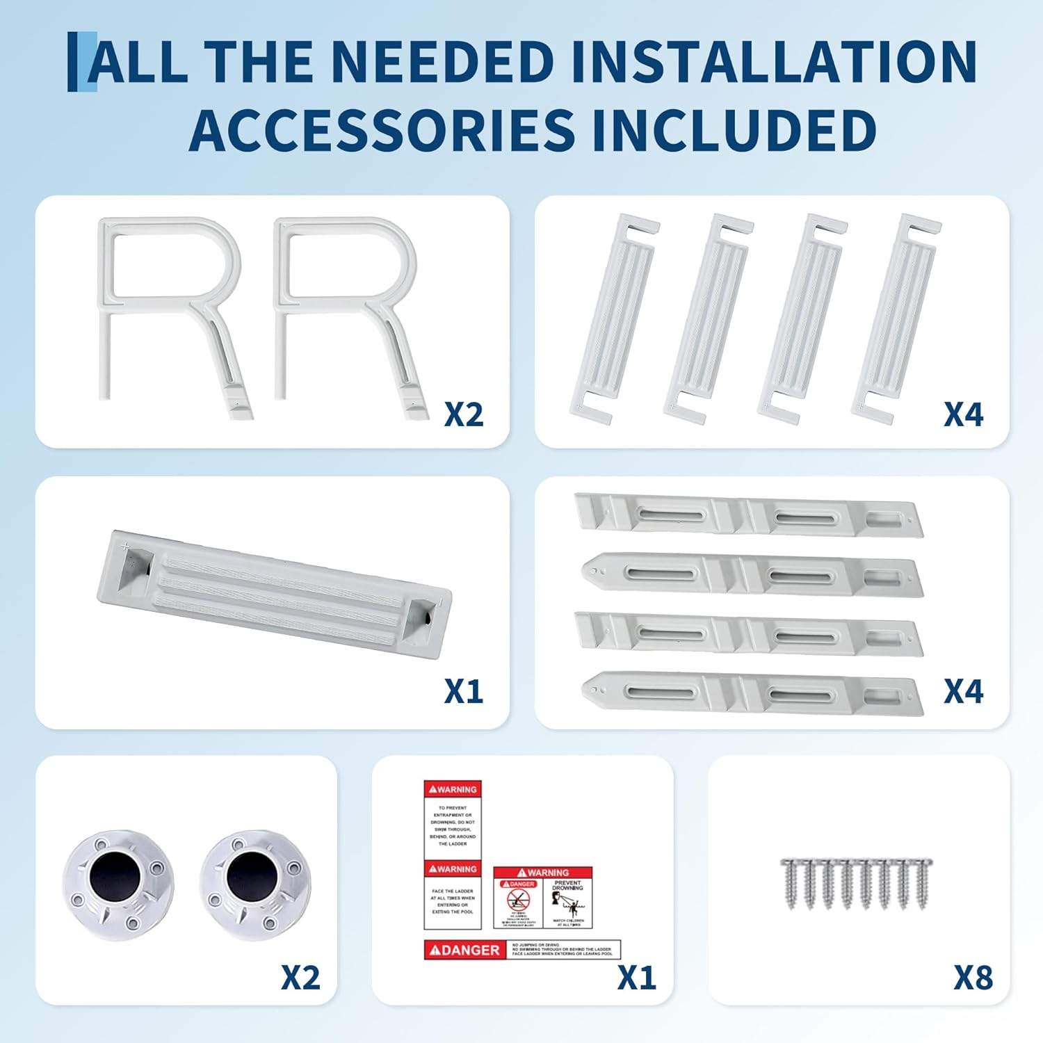 Swimming Pool Ladder, 5-Step Double Handrails Stair | Non-Slip Heavy Duty Steps, 400 lbs Weight Capacity for 48-54 in Inground & Above-Ground Pools, Sturdy PE Construction for Indoor & Outdoor Use